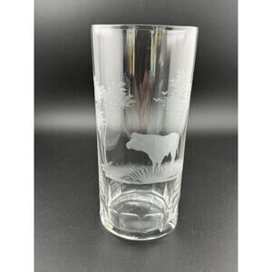 Queen Lace Crystal "Kenyan African" 5.5" Highball Glass- Cape Buffalo 1960s